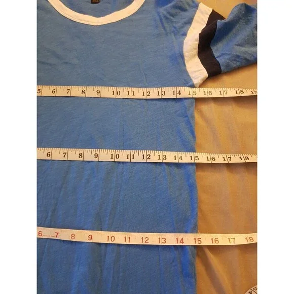 J Crew Womens Blouse Sz XXS Randy Raglan Tee Shirt Baseball Short Sleeve Striped - Picture 11 of 12